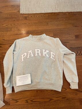 Parke NEW varsity mock neck metallic grey sweatshirt sz s/m